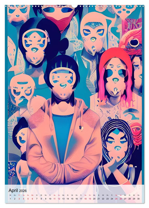 Maskerade - farbenfrohe Mund-Nase-Bedeckungen (CALVENDO Premium Wandkalender 2026)