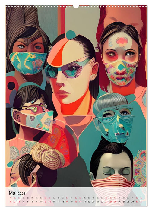 Maskerade - farbenfrohe Mund-Nase-Bedeckungen (CALVENDO Premium Wandkalender 2026)