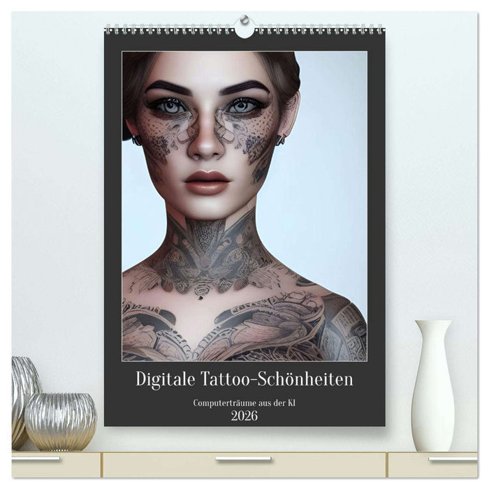 Digitale Tattoo-Schönheiten - Computerträume aus der KI (CALVENDO Premium Wandkalender 2026)