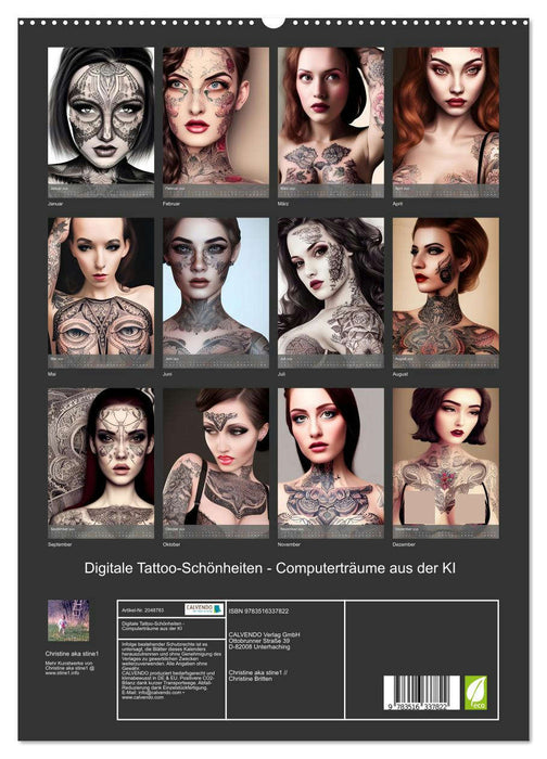 Digitale Tattoo-Schönheiten - Computerträume aus der KI (CALVENDO Premium Wandkalender 2026)
