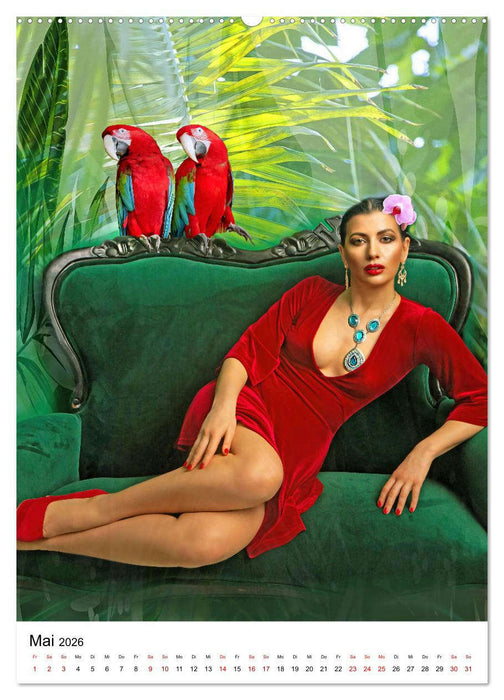 Models und Papageien - Artwork (CALVENDO Wandkalender 2026)