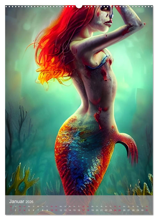 Zombie-Meerjungfrauen - Computerträume aus der KI (CALVENDO Premium Wandkalender 2026)