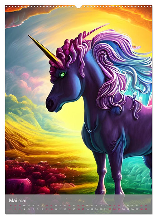 Zombie-Einhörner - Computerträume aus der KI (CALVENDO Premium Wandkalender 2026)