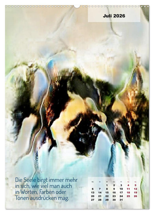 Seelenwünsche - Kunstkalender mit Texten zum Innehalten (CALVENDO Premium Wandkalender 2026)