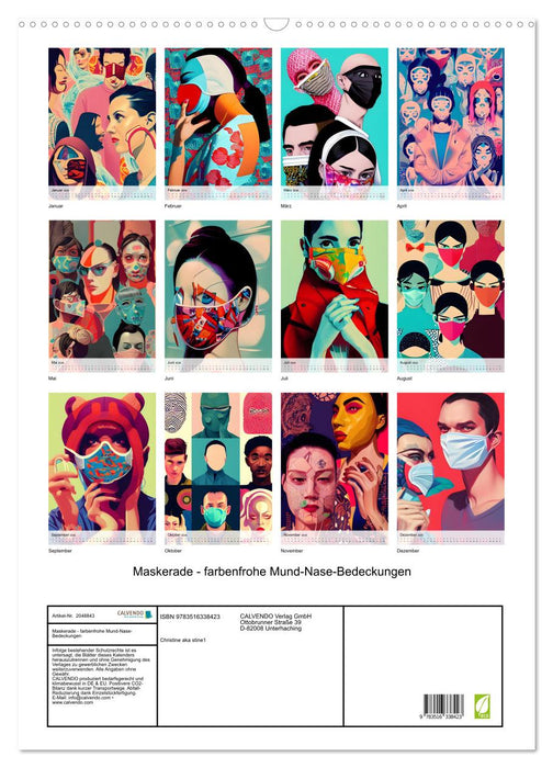Maskerade - farbenfrohe Mund-Nase-Bedeckungen (CALVENDO Wandkalender 2026)