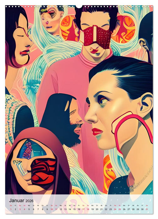 Maskerade - farbenfrohe Mund-Nase-Bedeckungen (CALVENDO Wandkalender 2026)