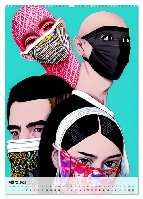Maskerade - farbenfrohe Mund-Nase-Bedeckungen (CALVENDO Wandkalender 2026)