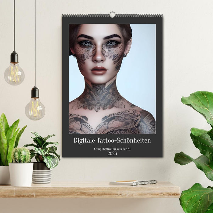 Digitale Tattoo-Schönheiten - Computerträume aus der KI (CALVENDO Wandkalender 2026)