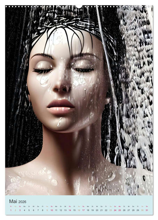 Sinnliche Dusche - Computerträume aus der KI (CALVENDO Premium Wandkalender 2026)