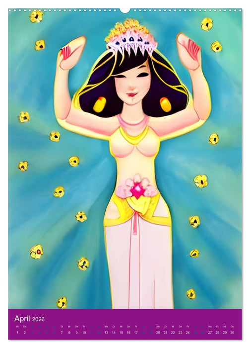 Mit Göttinnen durchs Jahr - Computerträume aus der KI (CALVENDO Premium Wandkalender 2026)