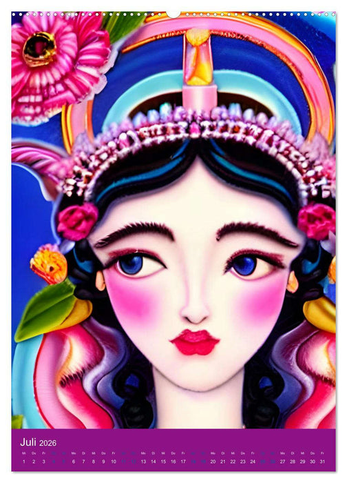 Mit Göttinnen durchs Jahr - Computerträume aus der KI (CALVENDO Premium Wandkalender 2026)