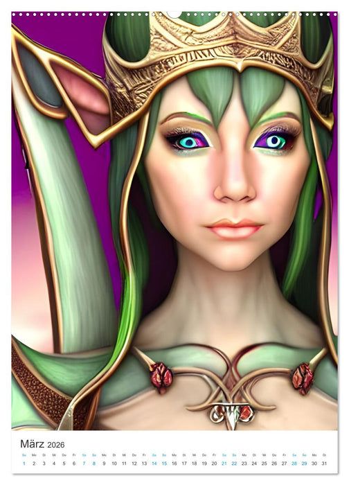 Fantasiewelten - Computerträume aus der KI (CALVENDO Premium Wandkalender 2026)