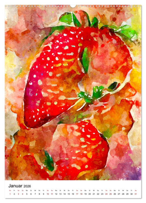 Bitte Vegetarisch! - Beliebtes Obst und Gemüse in Aquarell (CALVENDO Premium Wandkalender 2026)