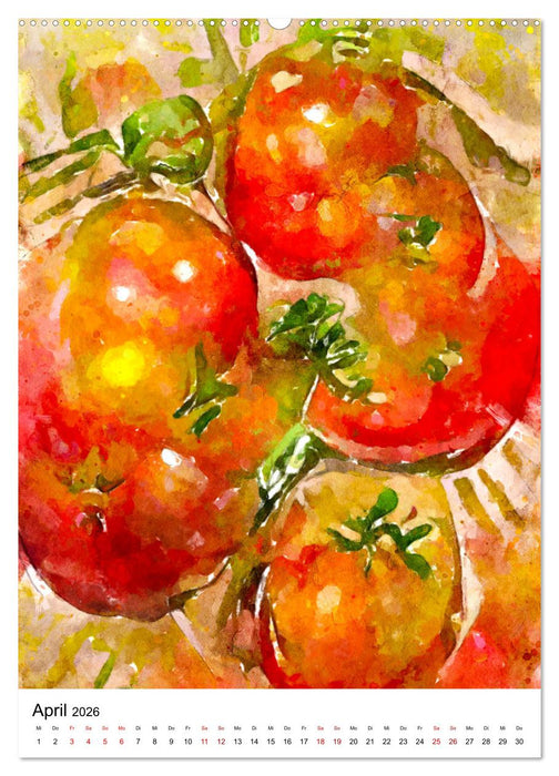 Bitte Vegetarisch! - Beliebtes Obst und Gemüse in Aquarell (CALVENDO Premium Wandkalender 2026)