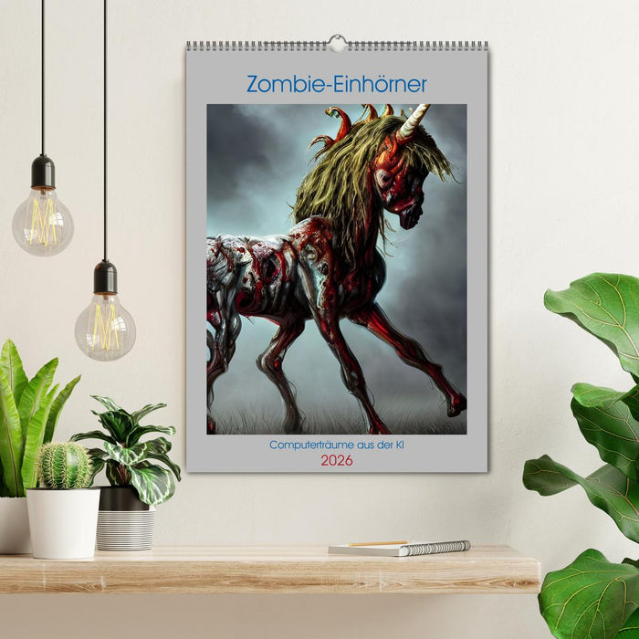 Zombie-Einhörner - Computerträume aus der KI (CALVENDO Wandkalender 2026)