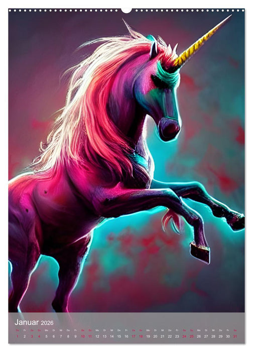 Zombie-Einhörner - Computerträume aus der KI (CALVENDO Wandkalender 2026)