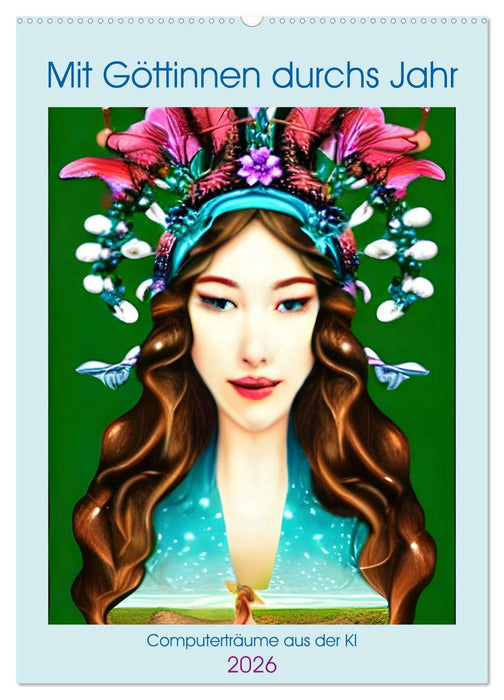 Mit Göttinnen durchs Jahr - Computerträume aus der KI (CALVENDO Wandkalender 2026)