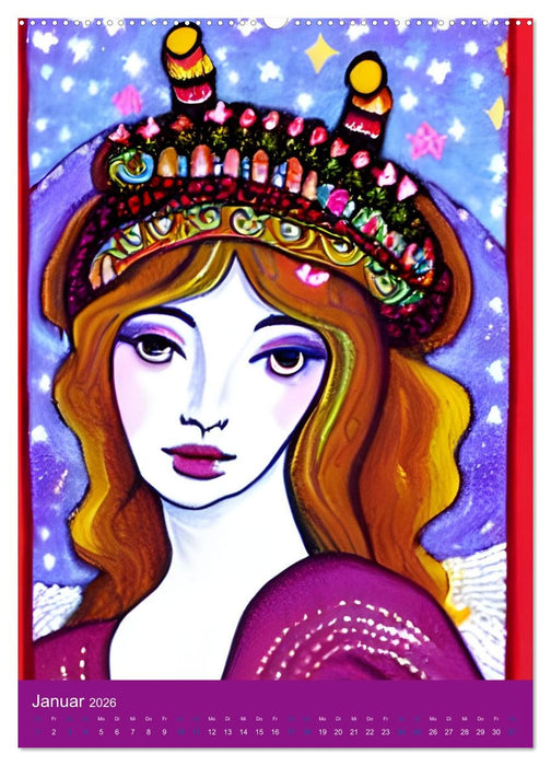 Mit Göttinnen durchs Jahr - Computerträume aus der KI (CALVENDO Wandkalender 2026)