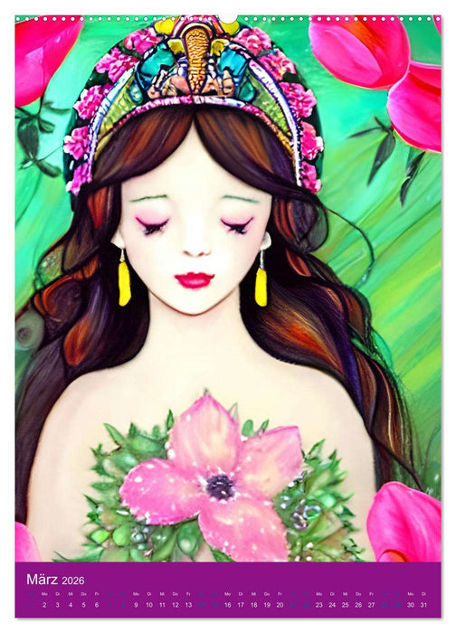 Mit Göttinnen durchs Jahr - Computerträume aus der KI (CALVENDO Wandkalender 2026)