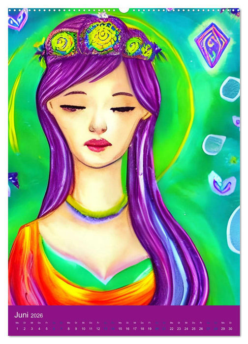 Mit Göttinnen durchs Jahr - Computerträume aus der KI (CALVENDO Wandkalender 2026)