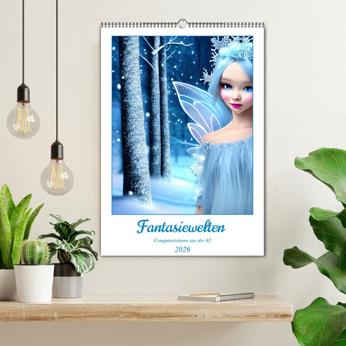 Fantasiewelten - Computerträume aus der KI (CALVENDO Wandkalender 2026)