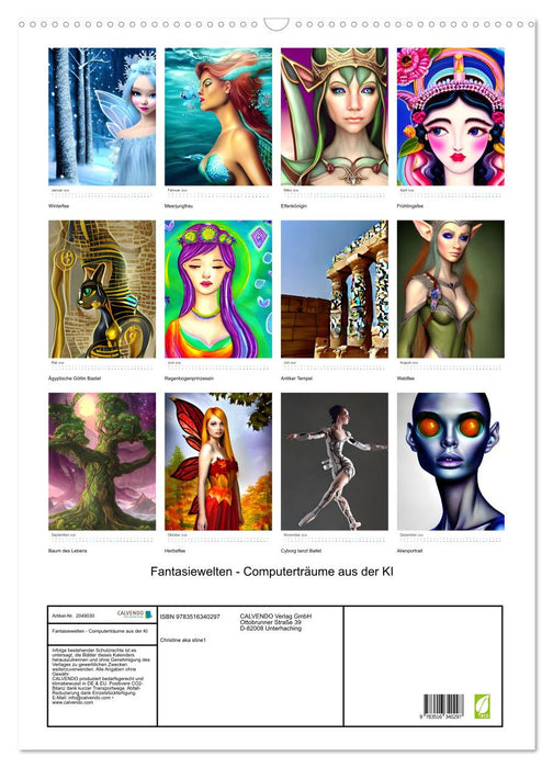 Fantasiewelten - Computerträume aus der KI (CALVENDO Wandkalender 2026)