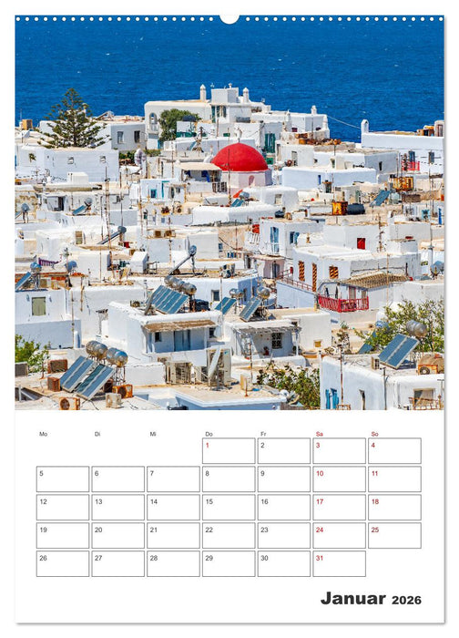 Stadt Mykonos - Reiseplaner (CALVENDO Premium Wandkalender 2026)