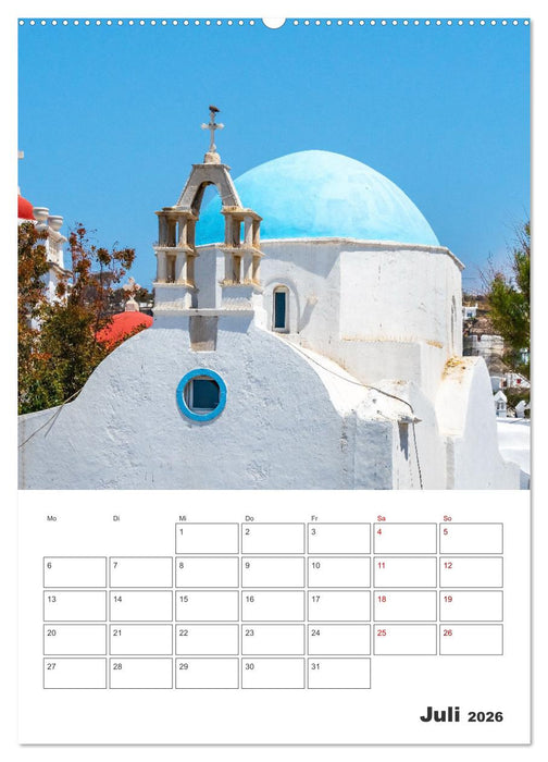 Stadt Mykonos - Reiseplaner (CALVENDO Premium Wandkalender 2026)