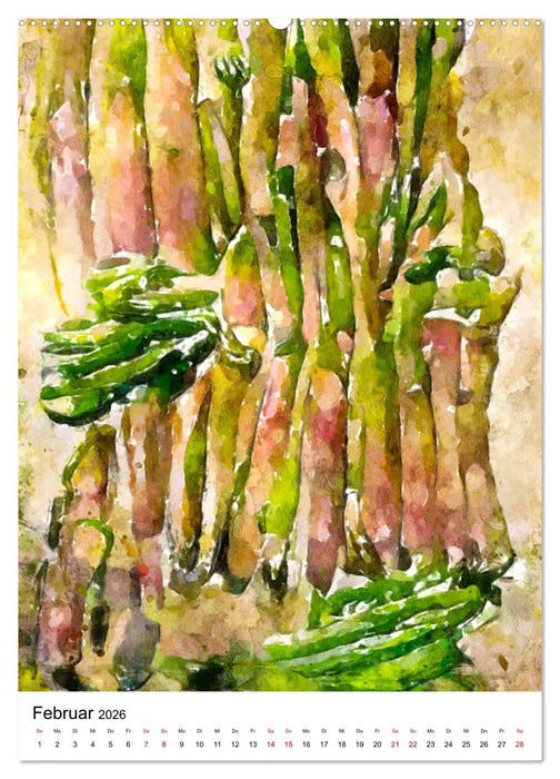 Bitte Vegetarisch! - Beliebtes Obst und Gemüse in Aquarell (CALVENDO Wandkalender 2026)