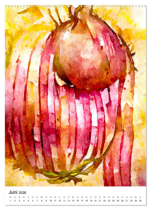 Bitte Vegetarisch! - Beliebtes Obst und Gemüse in Aquarell (CALVENDO Wandkalender 2026)