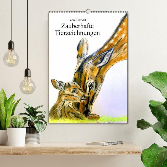 PortraiTierART Zauberhafte Tierzeichnungen (CALVENDO Wandkalender 2026)