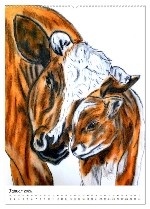 PortraiTierART Zauberhafte Tierzeichnungen (CALVENDO Wandkalender 2026)