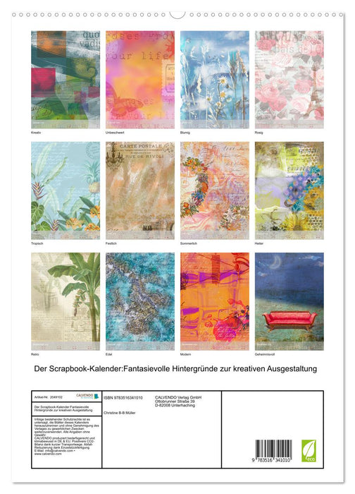 Der Scrapbook-Kalender:Fantasievolle Hintergründe zur kreativen Ausgestaltung (CALVENDO Premium Wandkalender 2026)