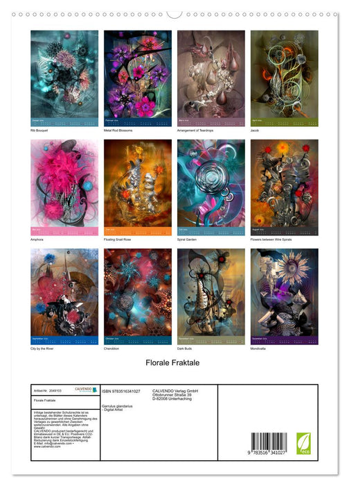 Florale Fraktale (CALVENDO Premium Wandkalender 2026)