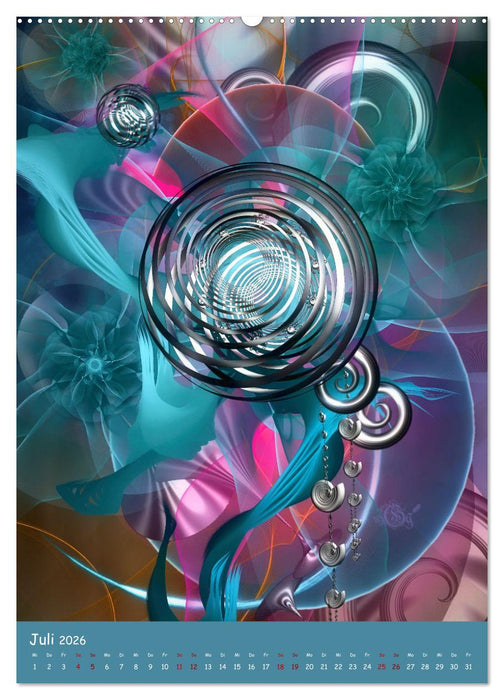 Florale Fraktale (CALVENDO Premium Wandkalender 2026)