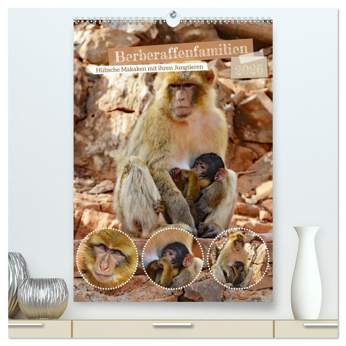 Berberaffenfamilien (CALVENDO Premium Wandkalender 2026)