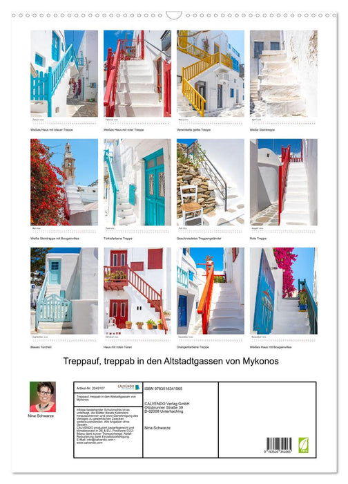 Treppauf, treppab in den Altstadtgassen von Mykonos (CALVENDO Wandkalender 2026)