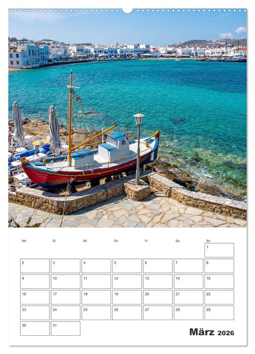 Stadt Mykonos - Reiseplaner (CALVENDO Wandkalender 2026)