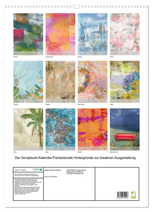 Der Scrapbook-Kalender:Fantasievolle Hintergründe zur kreativen Ausgestaltung (CALVENDO Wandkalender 2026)