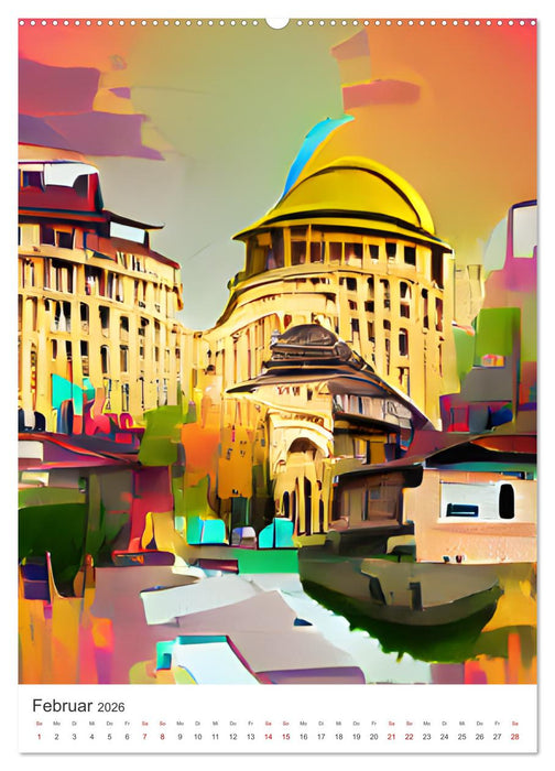 Illustrierte Europäische Städte (CALVENDO Premium Wandkalender 2026)