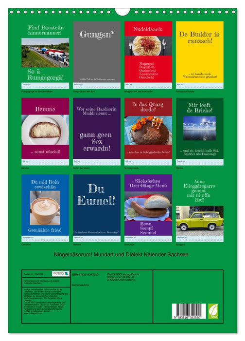 Ningelnäsorum! Mundart und Dialekt Kalender Sachsen (CALVENDO Wandkalender 2026)