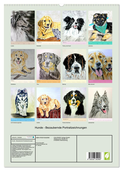 Hunde - Bezaubernde Portraitzeichnungen (CALVENDO Premium Wandkalender 2026)