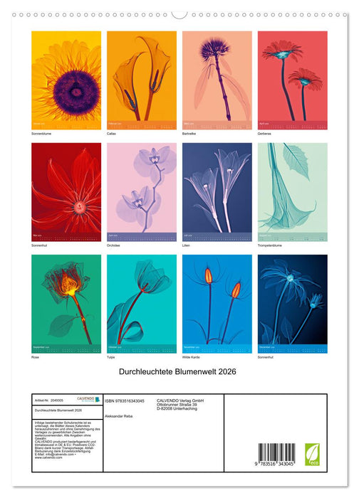 Durchleuchtete Blumenwelt 2026 (CALVENDO Premium Wandkalender 2026)