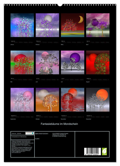 Fantasiebäume im Mondschein (CALVENDO Premium Wandkalender 2026)