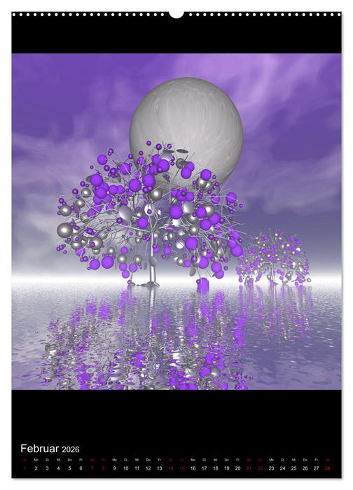Fantasiebäume im Mondschein (CALVENDO Premium Wandkalender 2026)
