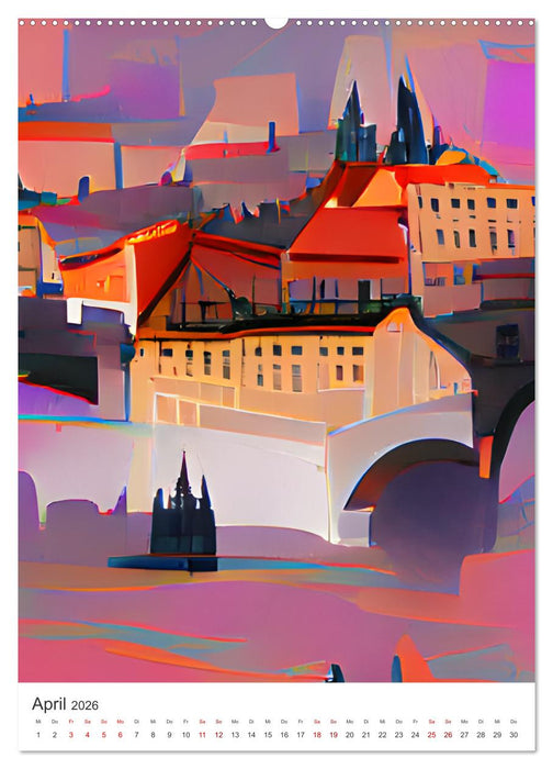 Illustrierte Europäische Städte (CALVENDO Wandkalender 2026)