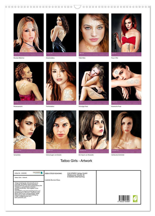 Tattoo Girls - Artwork (CALVENDO Wandkalender 2026)
