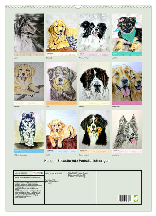 Hunde - Bezaubernde Portraitzeichnungen (CALVENDO Wandkalender 2026)