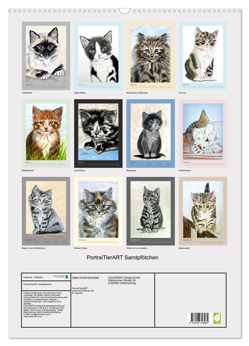 PortraiTierART Samtpfötchen (CALVENDO Wandkalender 2026)