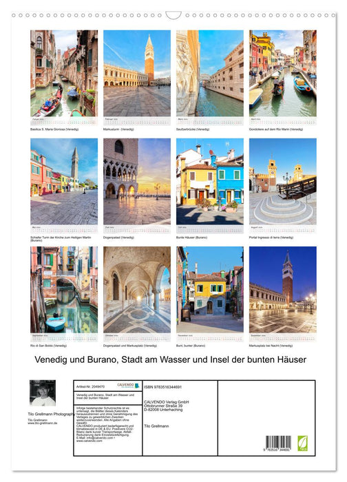 Venedig und Burano, Stadt am Wasser und Insel der bunten Häuser (CALVENDO Wandkalender 2026)